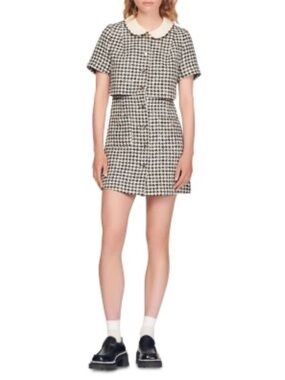 Sandro Faustina Houndstooth Mini Dress Size 36